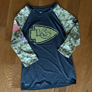 Nike Dri-fit Kansas City Chiefs Salute to Service Women’s 3/4 Raglan Shirt